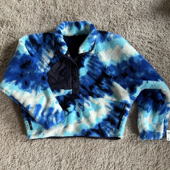 NWT! Free People Rocky Ridge Fleece Pullover in Ocean Tie Dye / Size XS - Picture 10 of 10